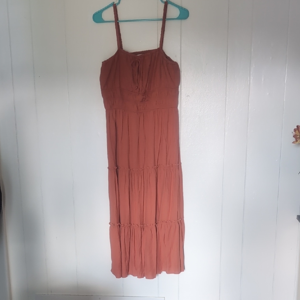 Elegant Terracotta Midi Dress